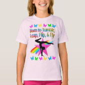 TERUG FLIPPING GYMNASTIEK MEISJE REGENBOOG ONTWERP T-SHIRT (Voorkant)