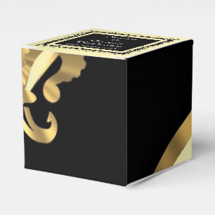 Terug, gouden fleur de lys bruiloft bedankdoosjes