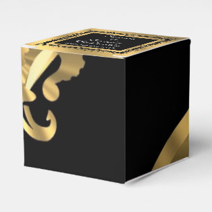 Terug, gouden fleur de lys bruiloft bedankdoosjes