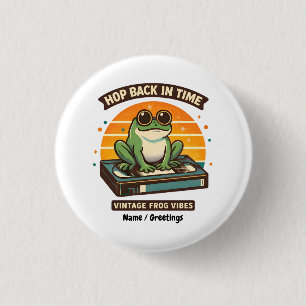 Terug in de Tijd Vintage Kikker Retro Illustratie Ronde Button 3,2 Cm
