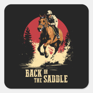 Terug in het zadel - Paardenrennen Vierkante Sticker