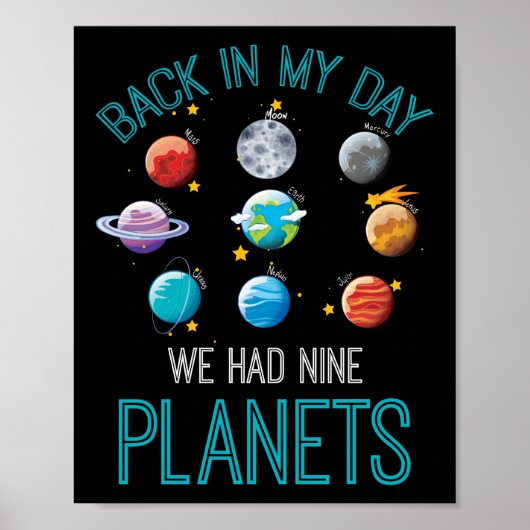 Terug in mijn tijd hadden we negen planeten zonnes poster (Voorkant)