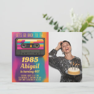Terug naar 80's Vintage Verjaardags Foto Uitnodigi Kaart