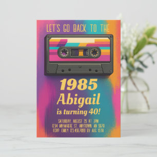 Terug naar 80's Vintage Verjaardagsuitnodiging Kaart