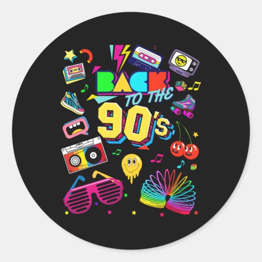 Terug naar 90's 90's ronde sticker (Voorkant)