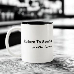Terug naar Afzender met Liefdesquote Tweekleurige Koffiemok