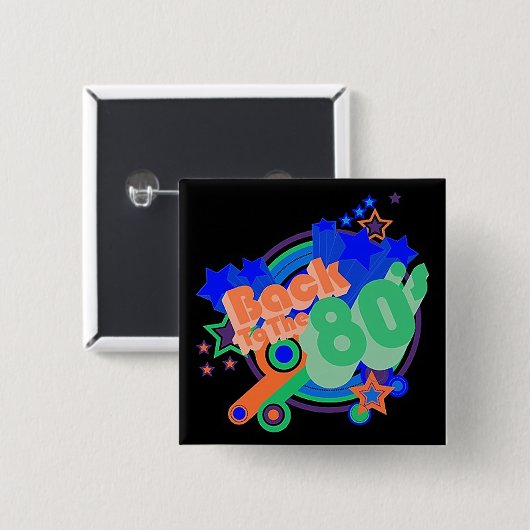 Terug naar de 80's Square Retro 80's Button (Voorkant /achterkant)