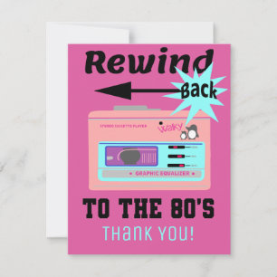 Terug naar de 80's terugspoelen bedankkaart