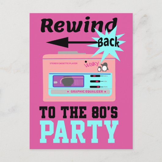 Terug naar de 80's terugspoelen briefkaart (Voorkant)