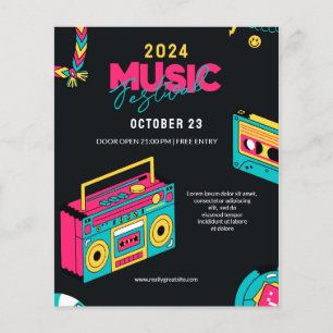  Terug naar de 90s, Retro Muziek Festival Feest  Flyer