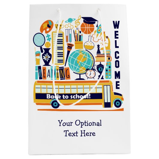 Terug naar de aangepaste schoolsms-cadeautas medium cadeauzakje (Voorkant)