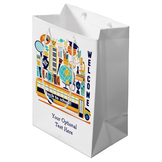 Terug naar de aangepaste schoolsms-cadeautas medium cadeauzakje (Voorkant Gekanteld)