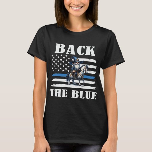 Terug naar de Blue Gnome Mounted Police T-shirt (Voorkant)