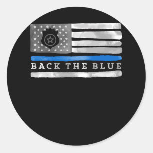 Terug naar de Blue Thin Blue Line American Flag Po Ronde Sticker