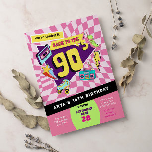 Terug naar de jaren 90 Moderne Retro Neon 30e verj Kaart