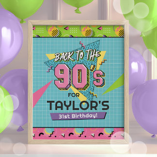 Terug naar de jaren '90 Verjaardagsfeestje Poster