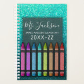 Terug naar de Rainbow Glitter Crayons van leraar Planner (Voorkant)