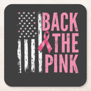 Terug naar de Roze Borstkanker Bewustzijnsmaand Vierkante Kartonnen Onderzetter