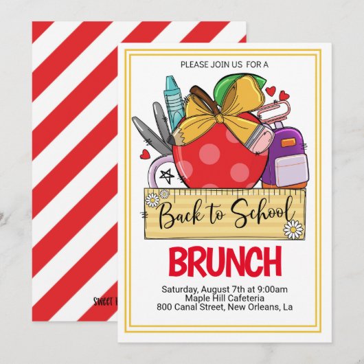 Terug naar de uitnodiging van School Brunch (Voorkant / Achterkant)