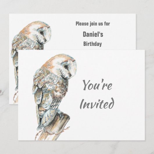 Terug naar Natuur, Schuur Uil, Vogel, Verjaardagsf Kaart (Voorkant / Achterkant)