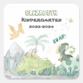 Terug naar school 2023 gepersonaliseerde leuke din vierkante sticker