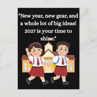 Terug naar school 2027 Kinderen Motiverend  Briefkaart