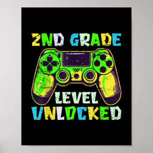 Terug naar school 2e klas jongens gamer eerste dag poster