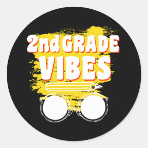 Terug naar school 2e klas vibes shirt eerste dag k ronde sticker