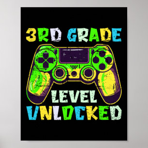 Terug naar school 3e klas jongens gamer eerste dag poster