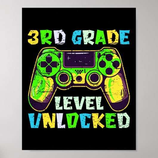 Terug naar school 3e klas jongens gamer eerste dag poster (Voorkant)