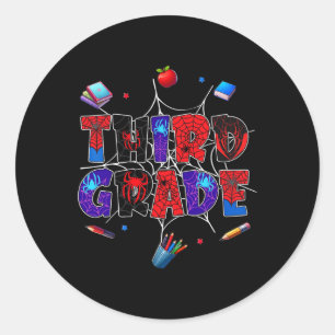 Terug naar school 3e klas jongens gamer eerste dag ronde sticker