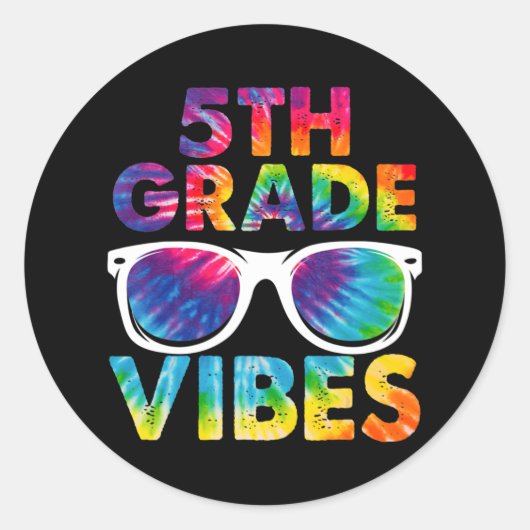 Terug naar school 5e graad Vibes Tie Dye 5e graad Ronde Sticker (Voorkant)