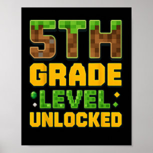 Terug naar school 5e klas jongens gamer eerste dag poster
