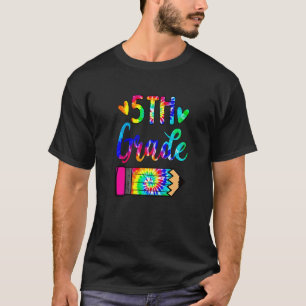 Terug naar school 5e klas leraar potlood tie-dye t-shirt