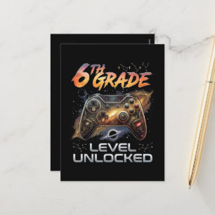 Terug naar school 6e klas gamer eerste schooldag feestdagenkaart