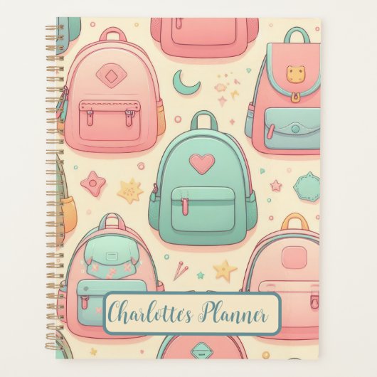Terug naar School aangepaste naam rugzakken patroo Planner (Voorkant)