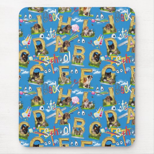 Terug naar School ABC Herhaal ontwerp Muismat (Voorkant)