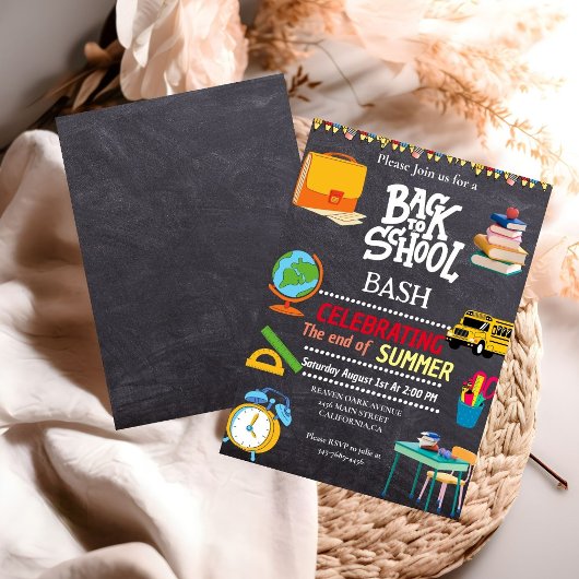 Terug naar school bash het einde van de zomer fees kaart