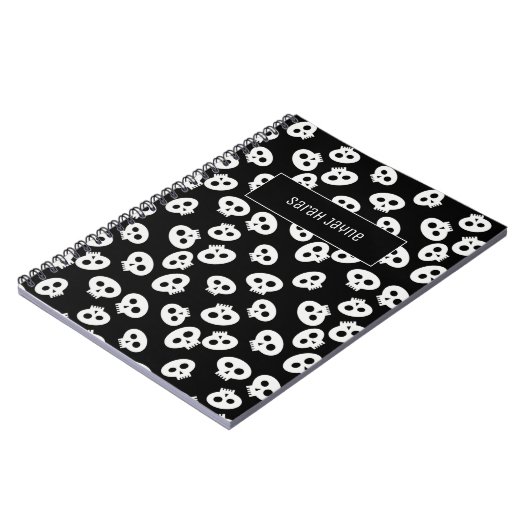 Terug naar School Black and White Skull Pattern Go Notitieboek (Linkerzijde)