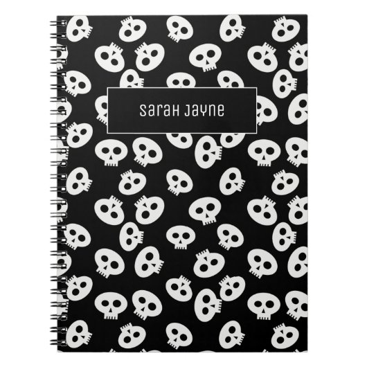 Terug naar School Black and White Skull Pattern Go Notitieboek (Voorkant)
