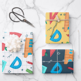 Terug naar school blauw en geel Wiskunde Inpakpapier Vel