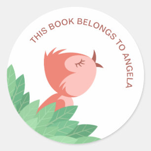 Terug naar School Bookplate Schattige Bird Chick G Ronde Sticker