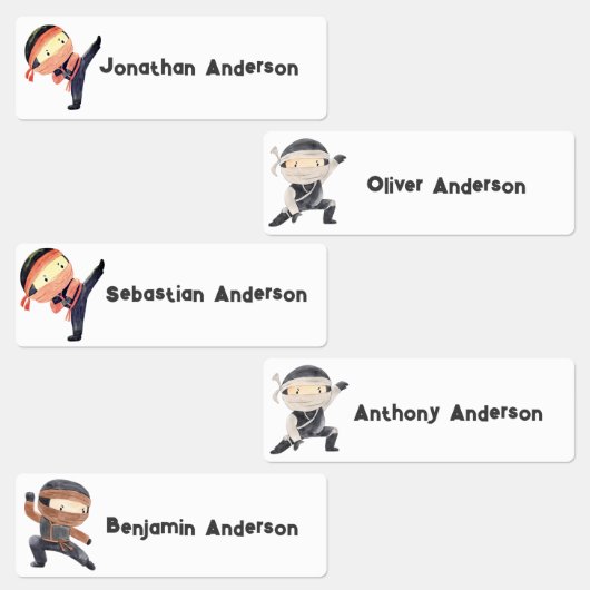 Terug naar School Boys Leuke Ninja Kinder naam Labels (Groep)