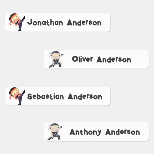Terug naar School Boys Leuke Ninja Kinder naam Labels (Groep)