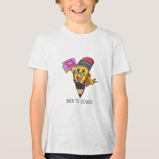 Terug naar school Cartoon Potlood Karakterontwerp Tri-Blend Shirt