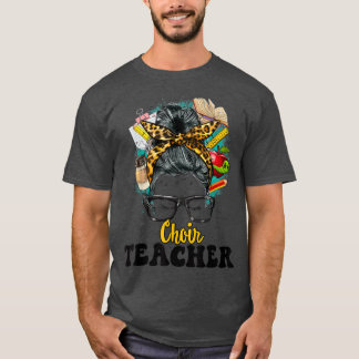 Terug naar School Choir Teacher Messy Bun Music Te T-shirt