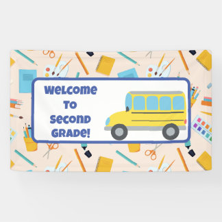 Terug naar School Classroom Decor Teacher Retro Spandoek