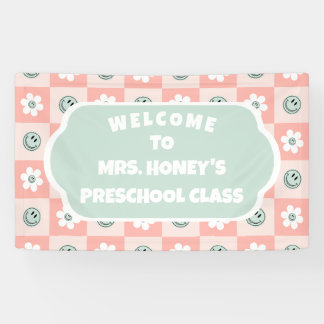 Terug naar School Classroom Decor Teacher Retro Spandoek