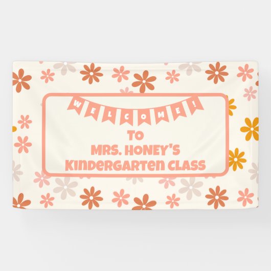 Terug naar School Classroom Teacher Boho Retro Spandoek (Horizontaal)