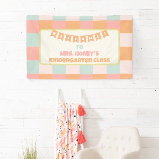 Terug naar School Classroom Teacher Groovy Retro Spandoek (Insitu)